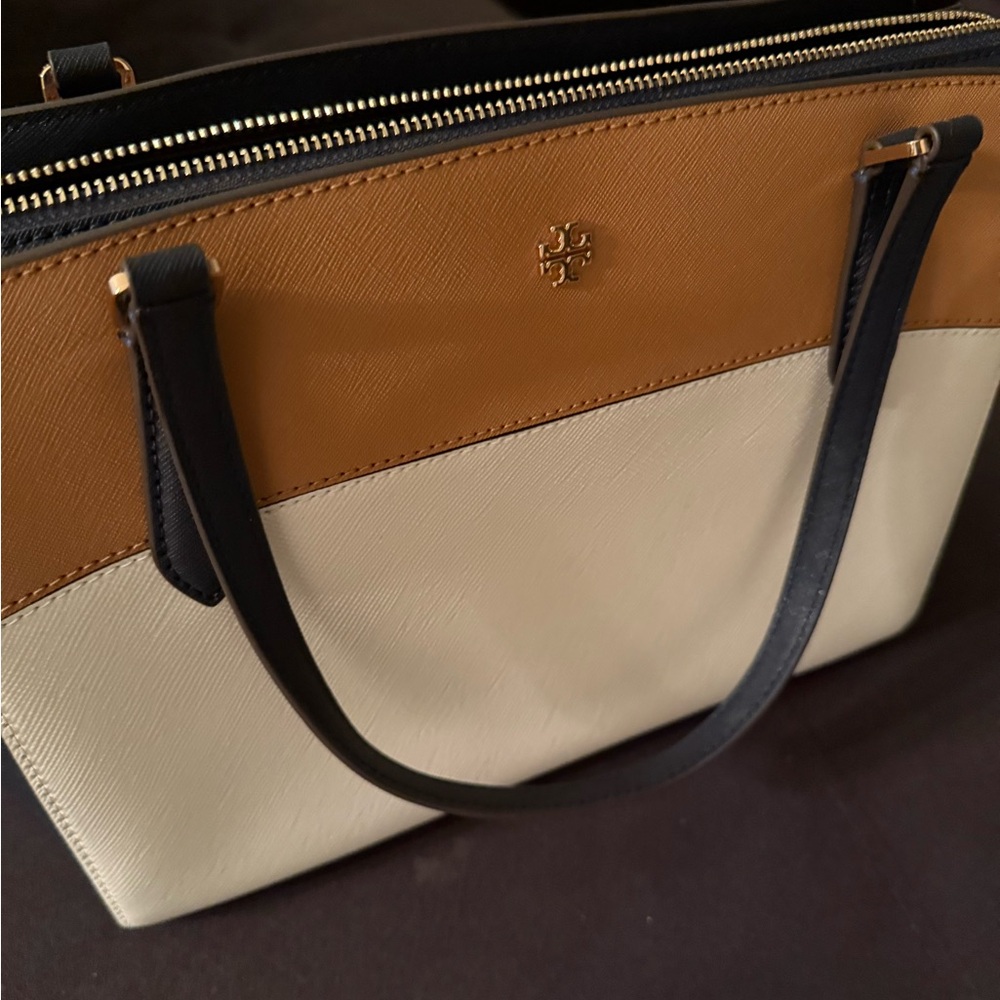 Tory Burch Black, Tan, and Cream Tote
